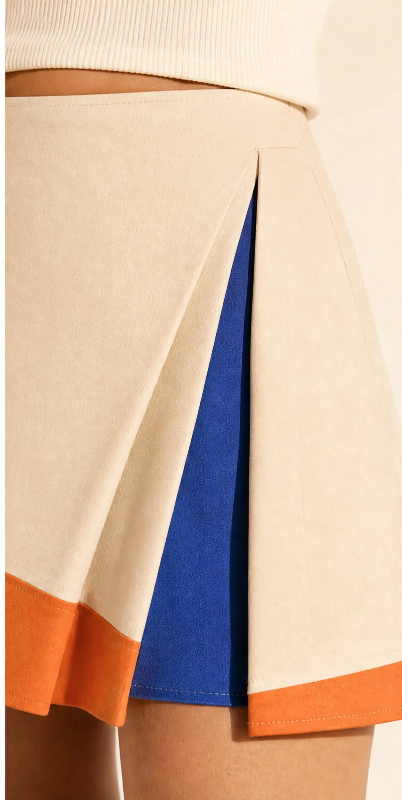 Diagonal Pleat Skirt — detail view