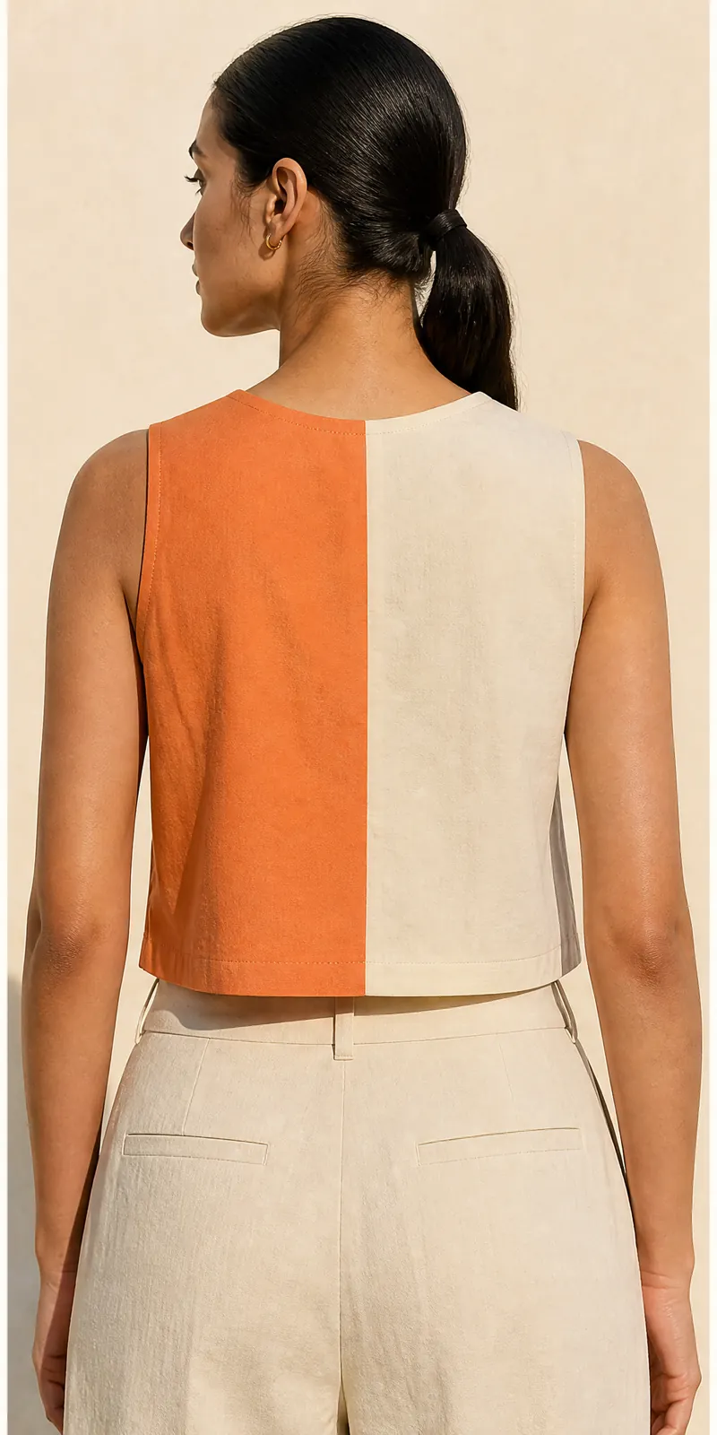 Offset Placket Top — back view