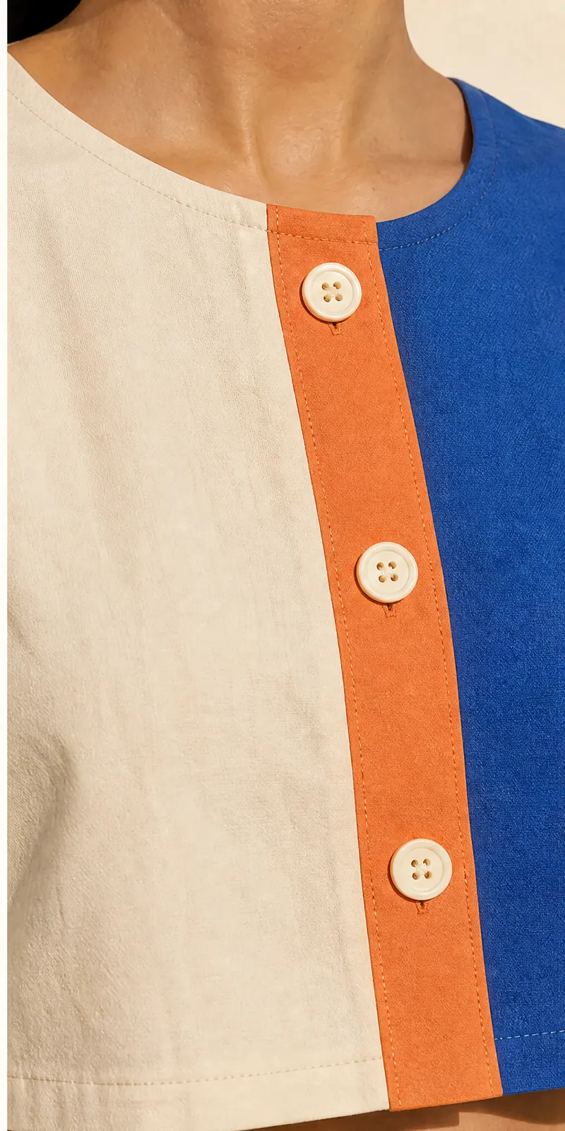 Offset Placket Top — detail view