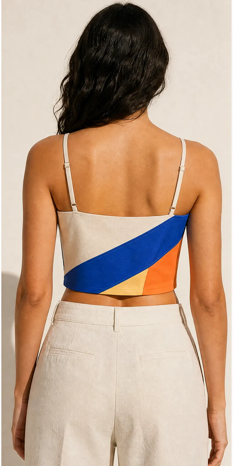 Ribbon Seam Crop — back view