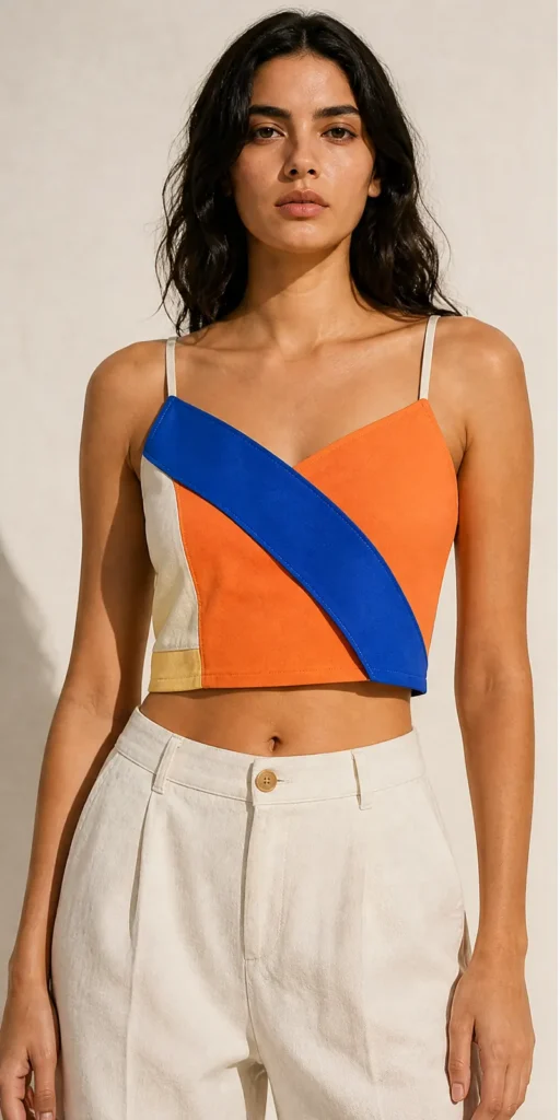 Ribbon Seam Crop — generated front design view; physical details to be confirmed